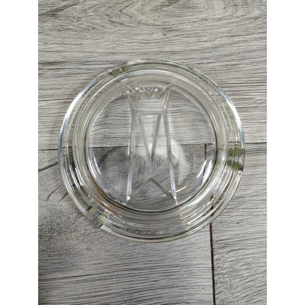 Vintage Mid Century Modern Ashtray 4" Clear Glass with design on bottom 3 Slot